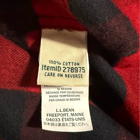 LL Bean Flannel Buffalo Check Red Plaid Shirt Women’s Button Front Size 1X - Picture 4 of 7